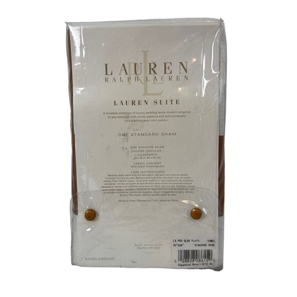 Lauren Ralph Lauren Suite Pillow Sham Standard Glen Plaid Camel New in Package - Picture 9 of 10